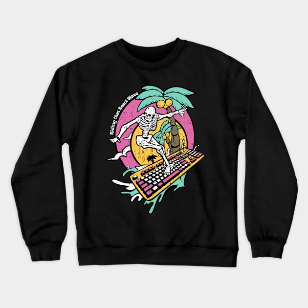 RGB Keyboard Hawaii Surfer Gamers Skeleton PC Crewneck Sweatshirt by Luxara